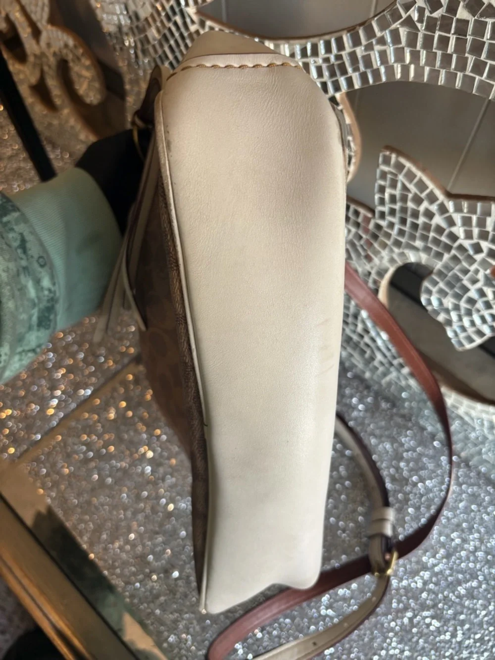 💕Coach Brown Signature Canvas Crossbody with Cream‎ Trim